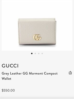 NEW!100% Authentic Gucci Silver Metallic Leather wallet with Double G Hardware.
